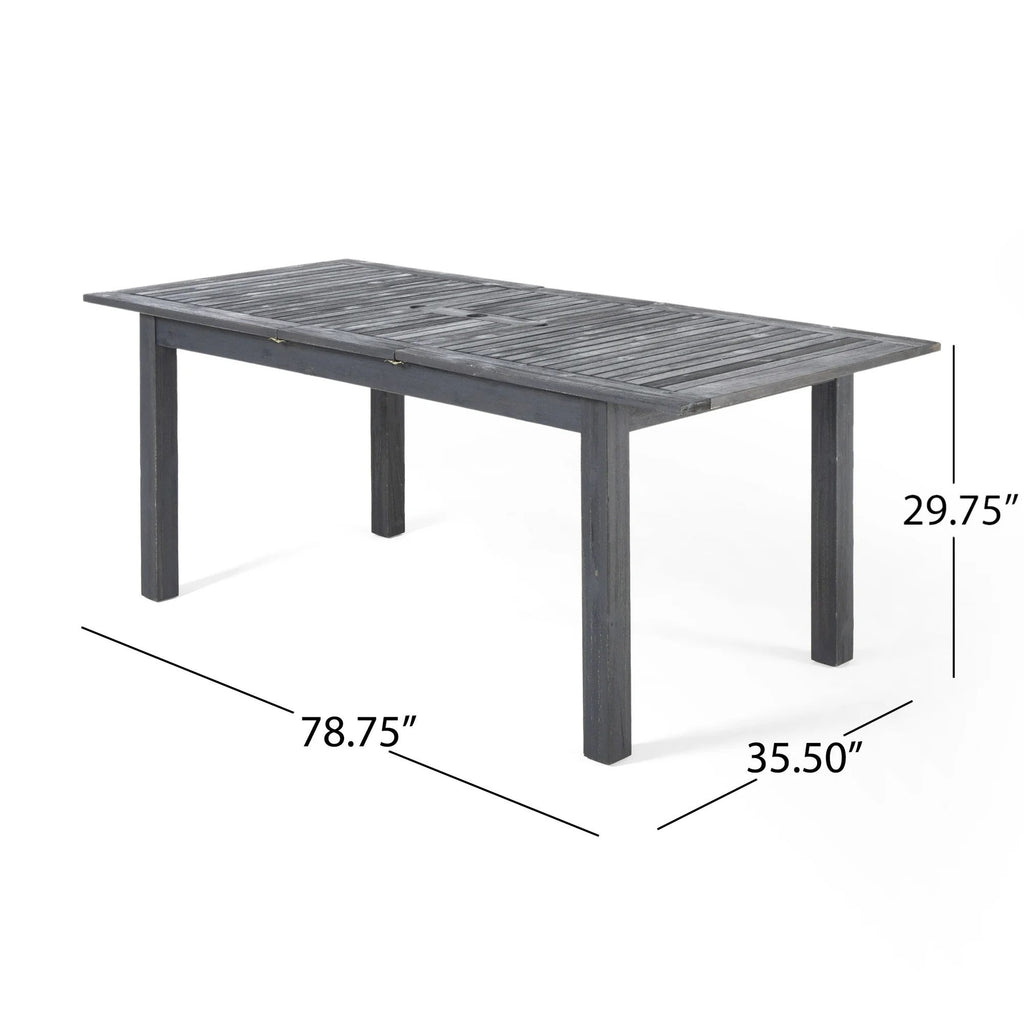 Outdoor Acacia Wood 7 Piece Expandable Dining Set