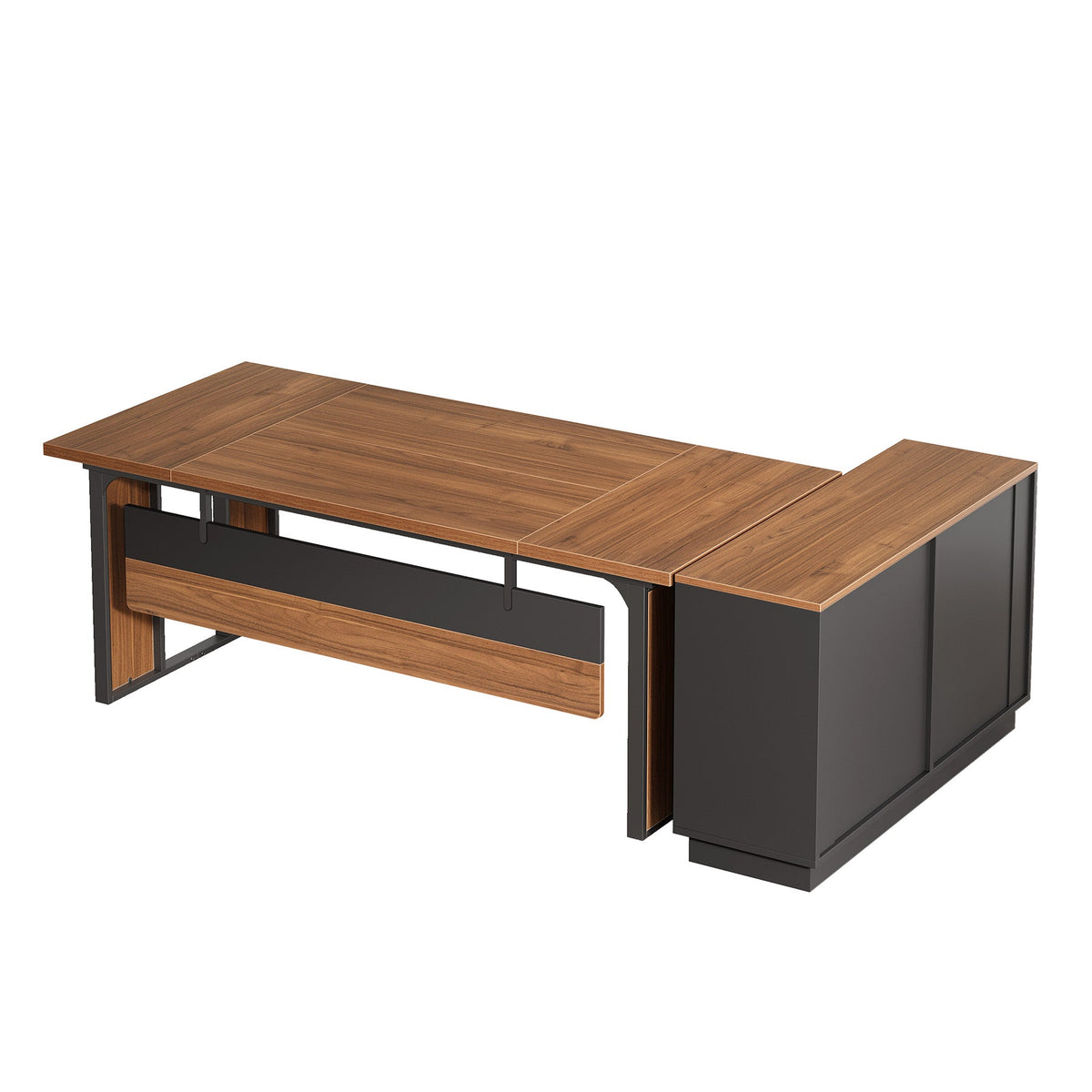 63-Inch L-Shaped Executive Desk with 47-Inch File Cabinet