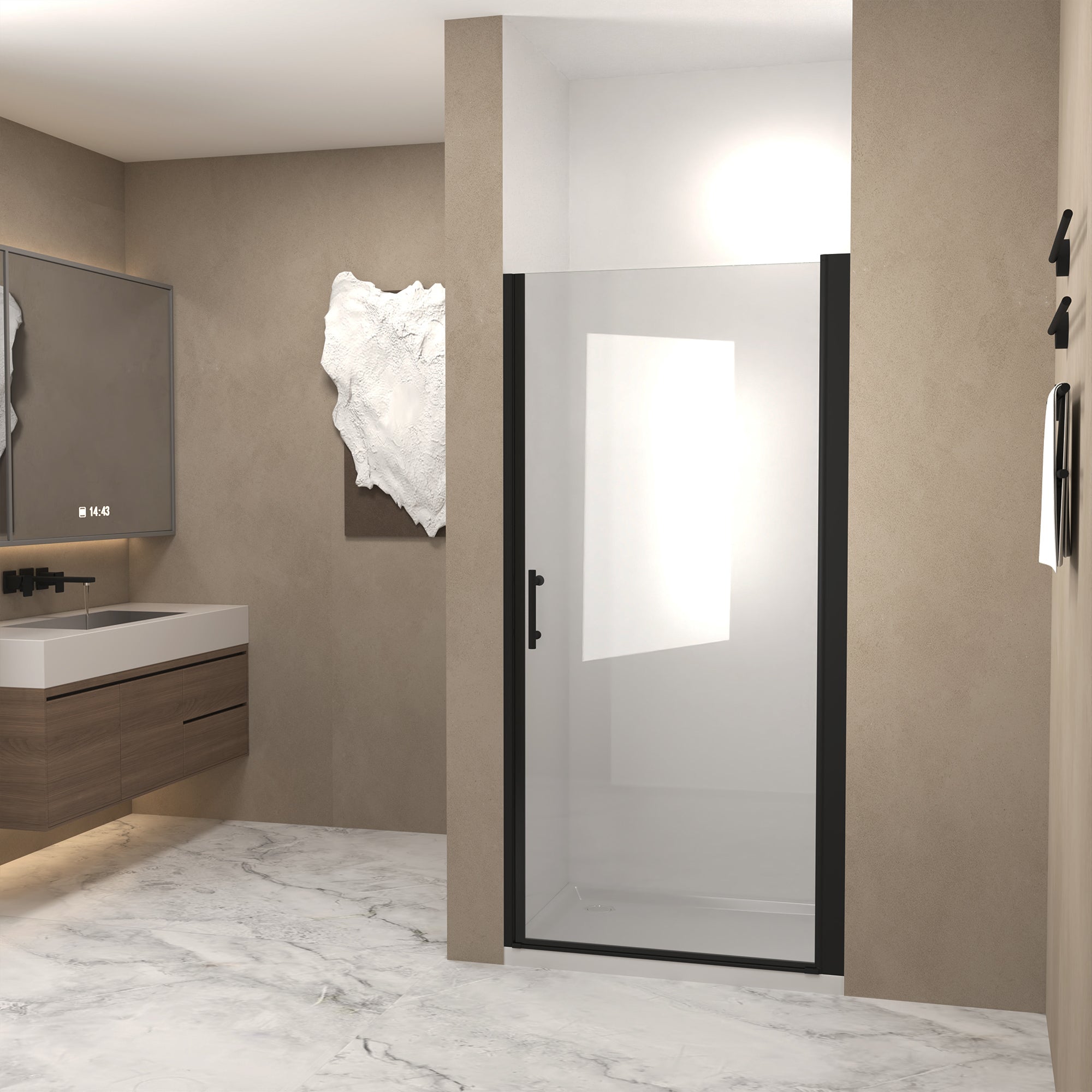 36"x 72" Pivot Shower Door, Matte