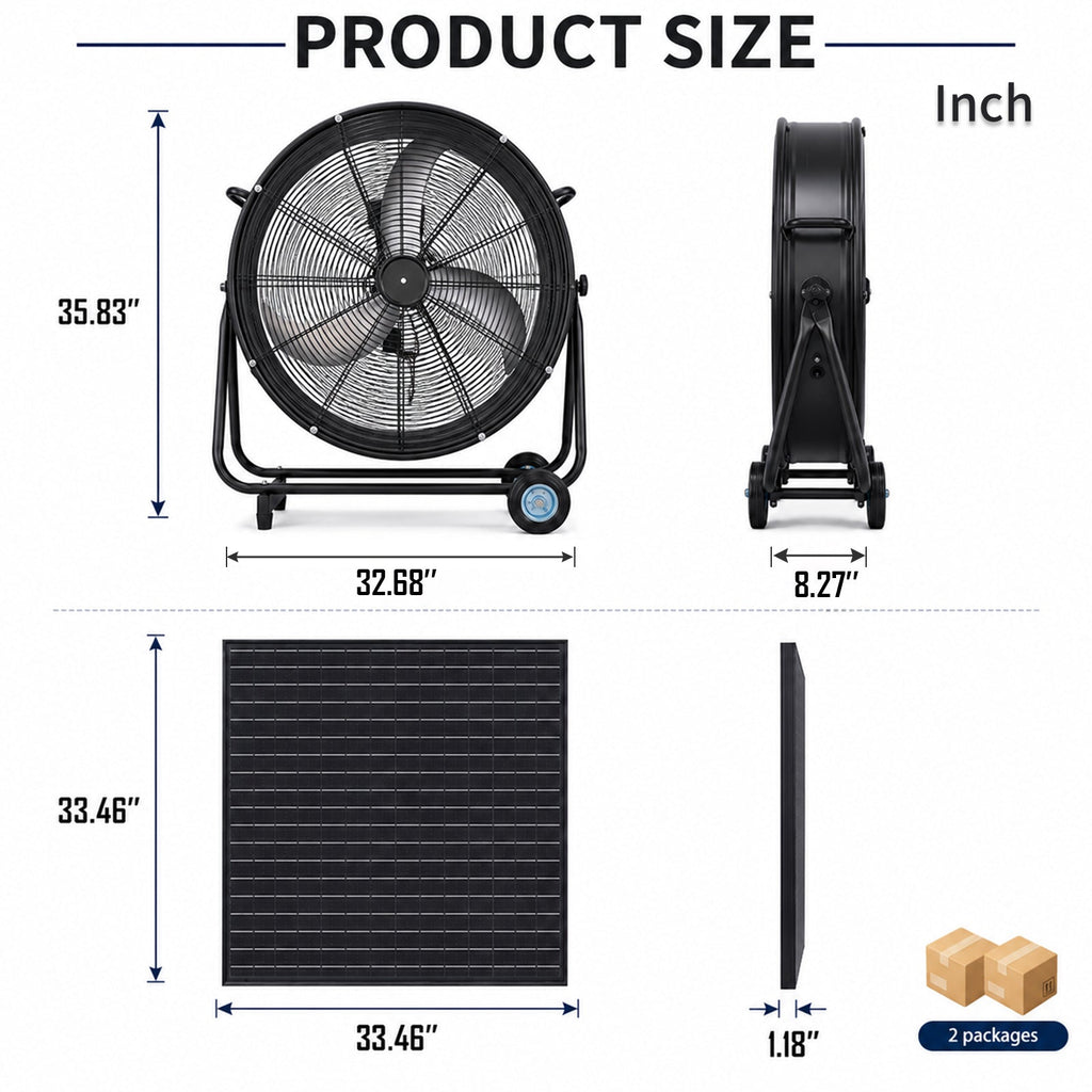 30" Wheeled Solar Fan