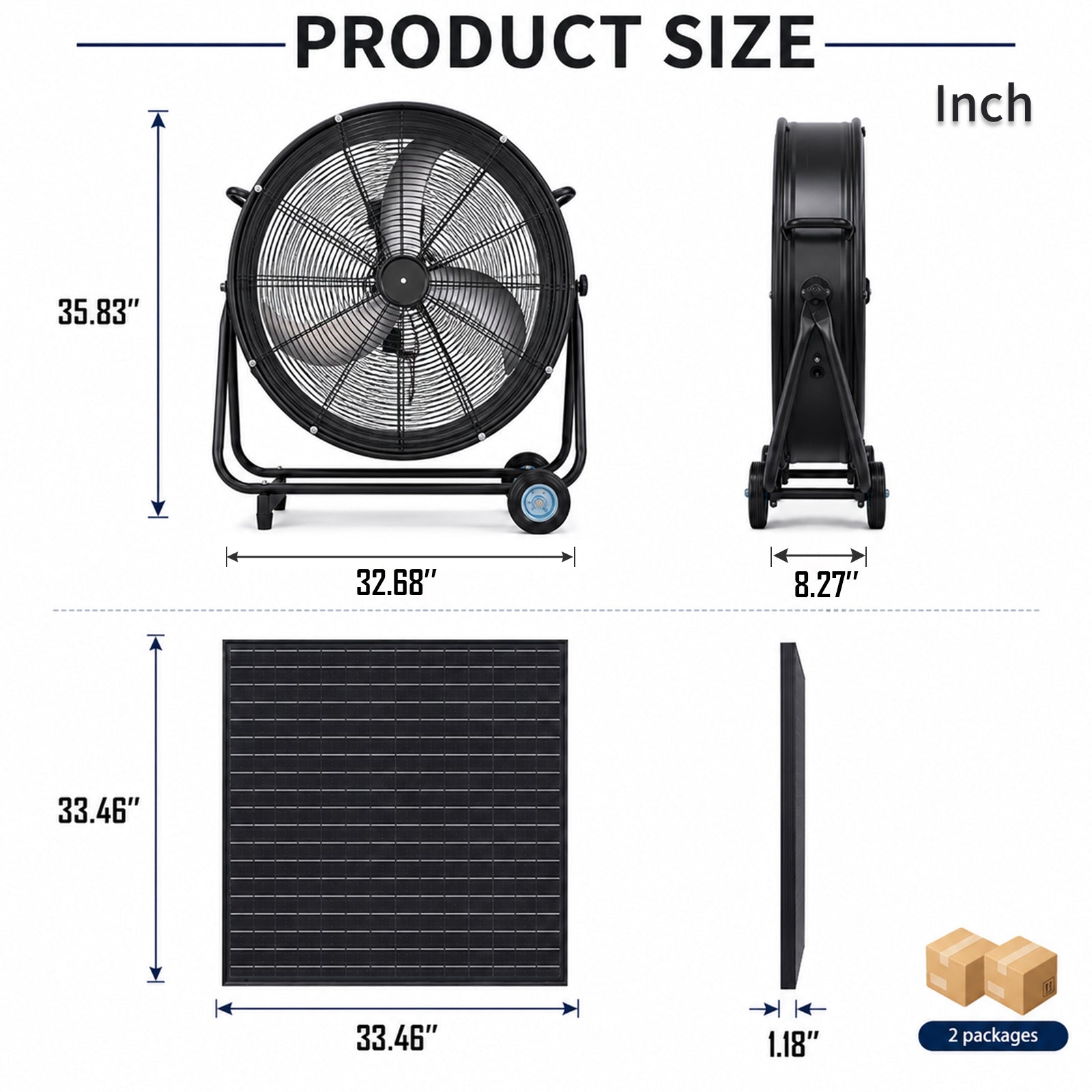 30" Wheeled Solar Fan