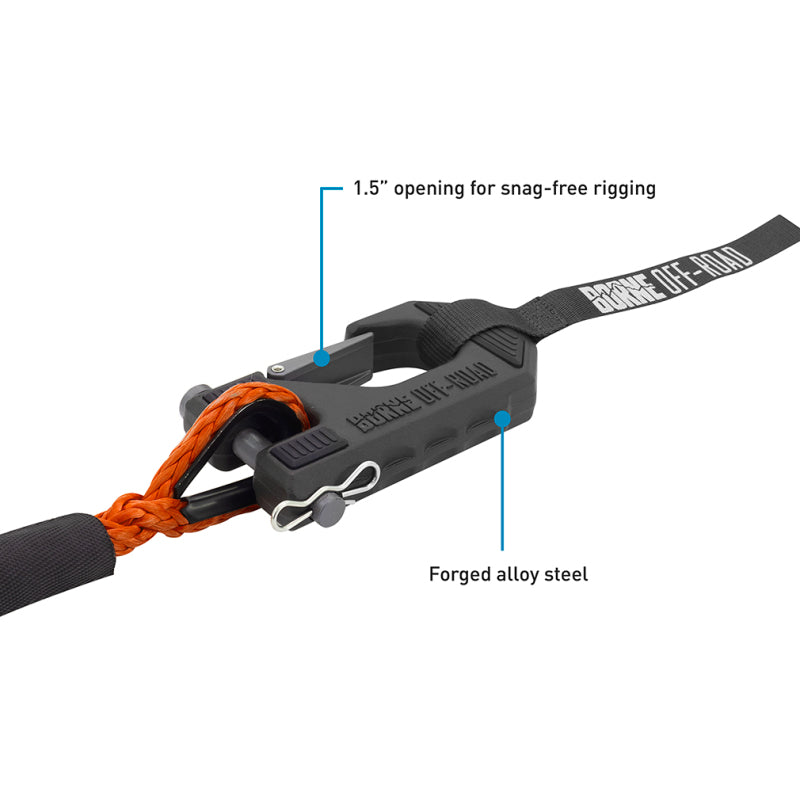 Borne Off-Road Winch Hook - 3/8in Rope - Hand Strap - Orange BNWN-SR-38-85KOR