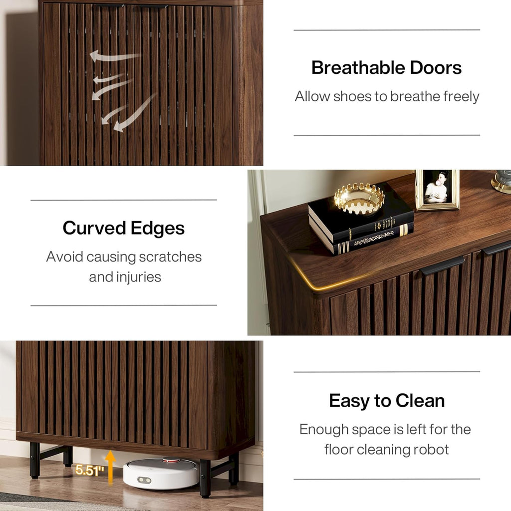 33.46" Modern Dark 6-Tier Shoe Cabinet