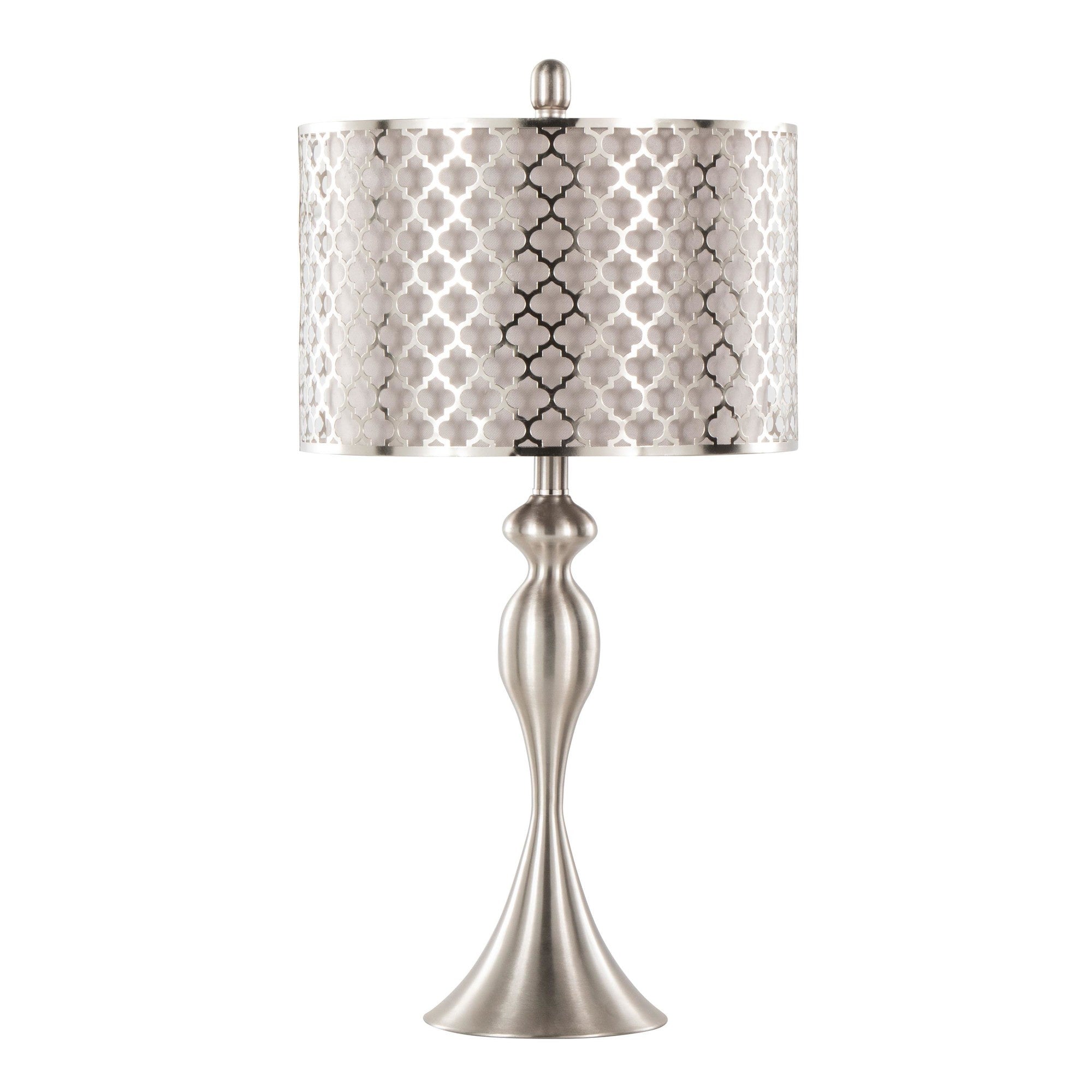 27" Contemporary Metal Table Lamp in Brushed Nickel
