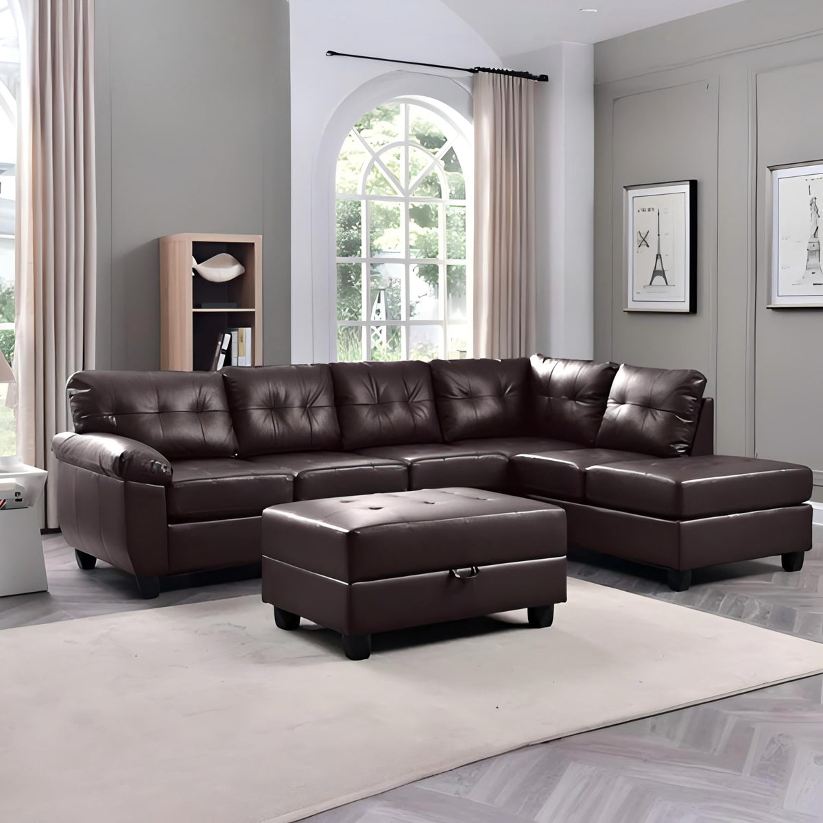 Gallant G905B-SC Sectional Without Ottoman - Cappuccino
