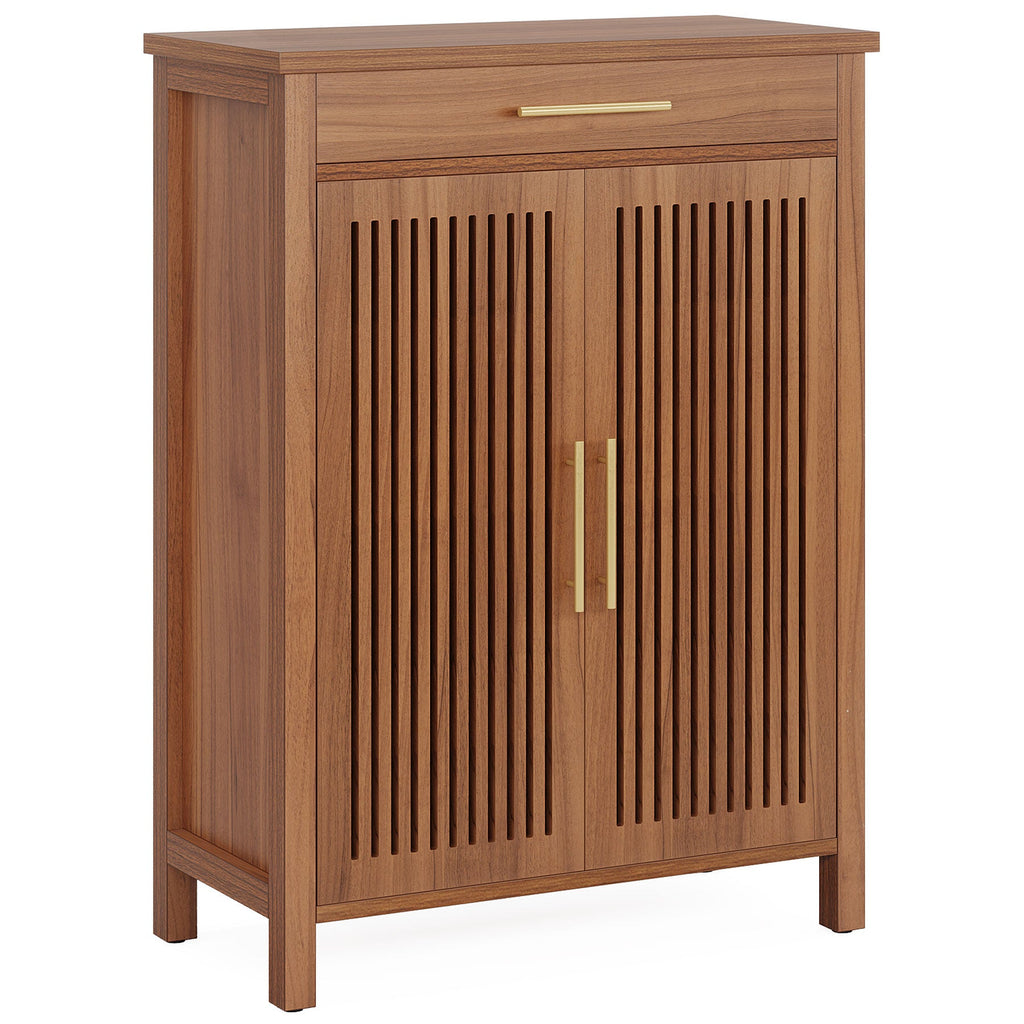 5-Tier Shoe Storage Cabinet with Louvered Doors and Drawer
