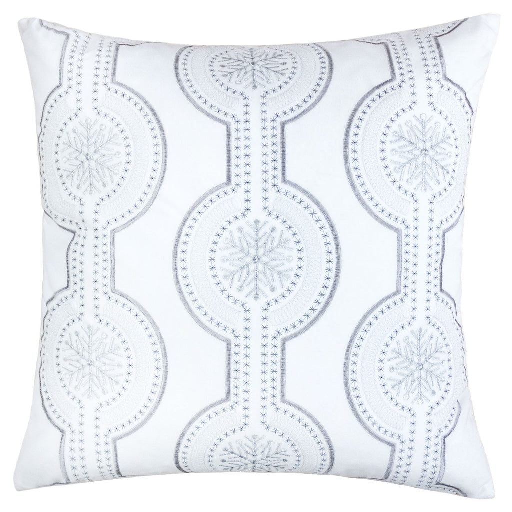 White Holiday Embroidered Velvet Throw Pillow with Insert 20x20 Set of 2
