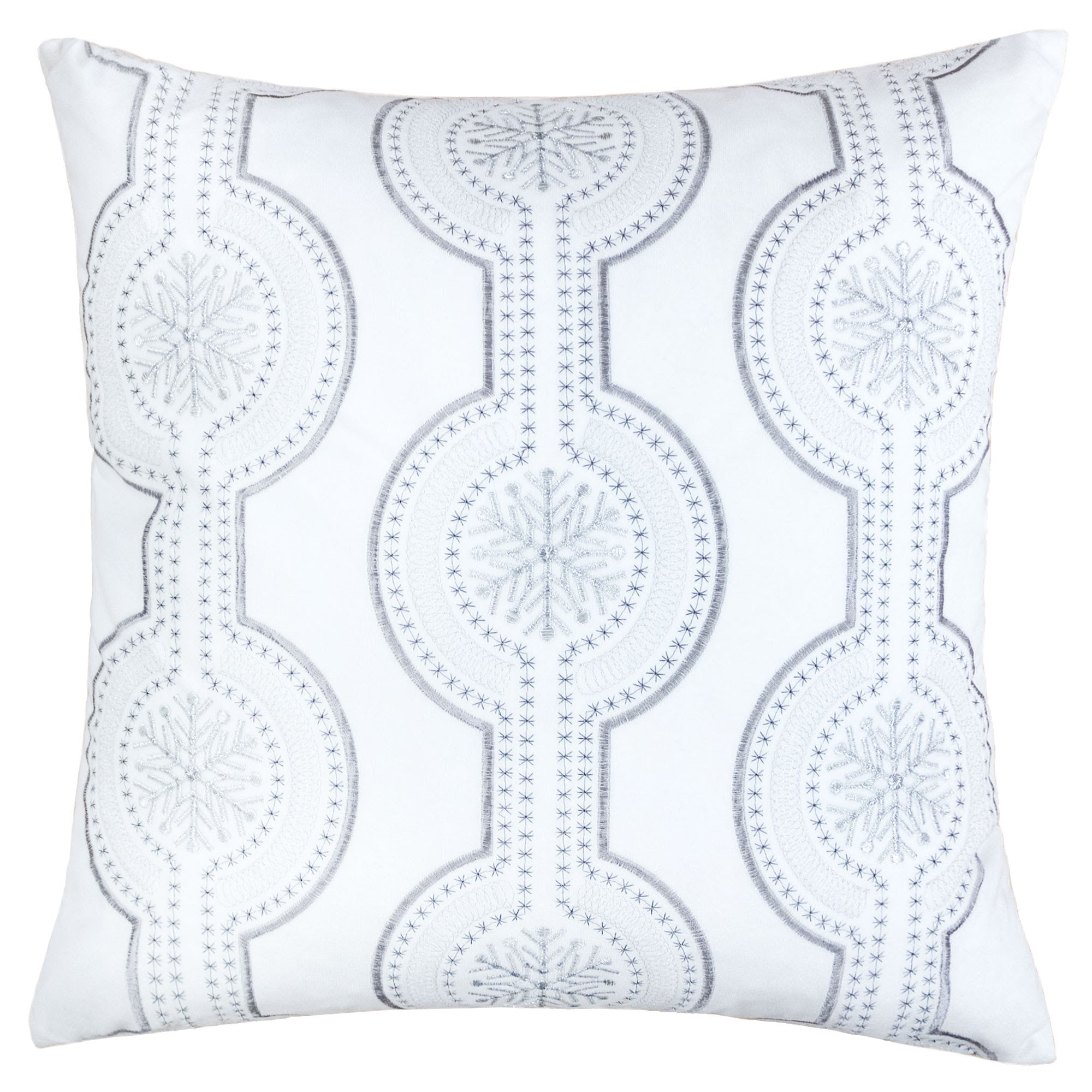 White Holiday Embroidered Velvet Throw Pillow with Insert 20x20 Set of 2