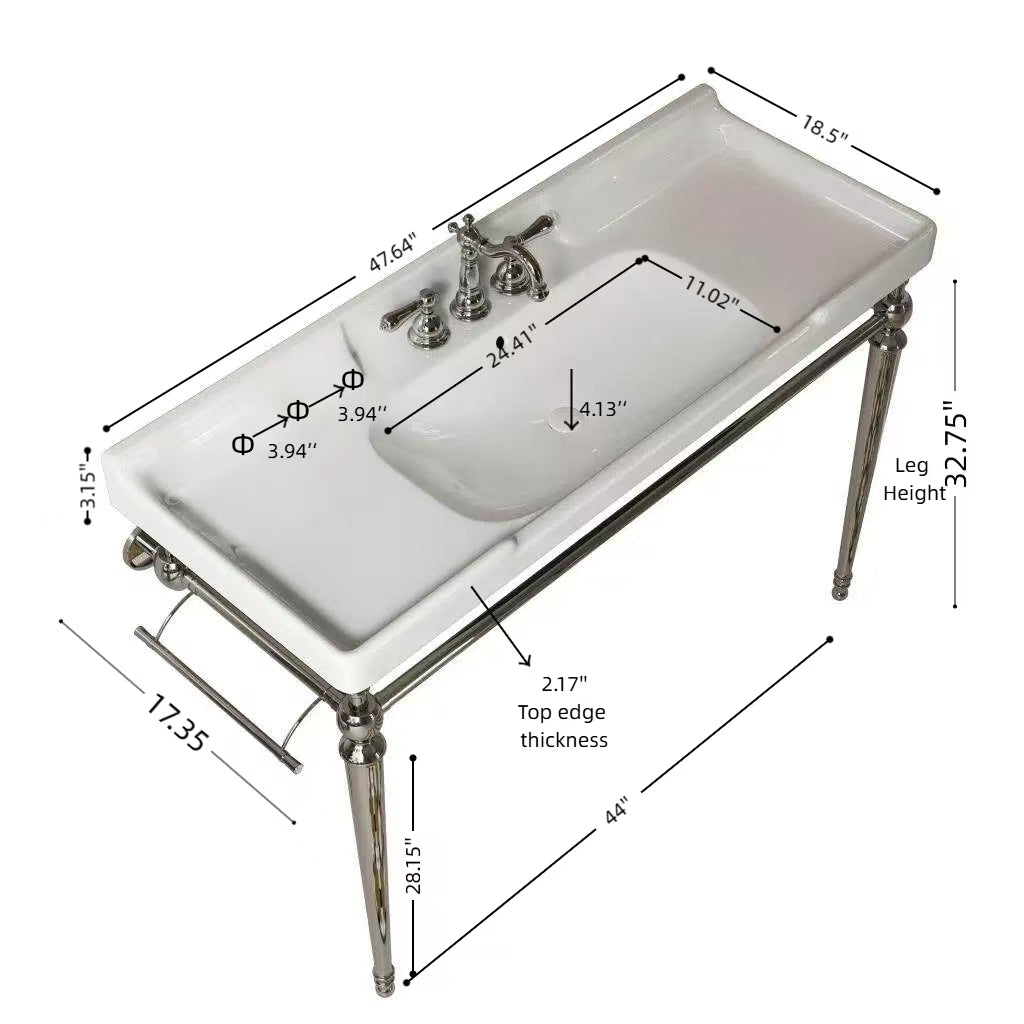 VICI 48" Bathroom Console Sink, Wall-Mounted