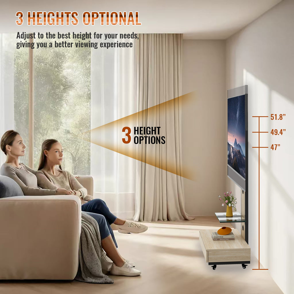 Elegant Mobile TV Stand with Push-Pull Drawer