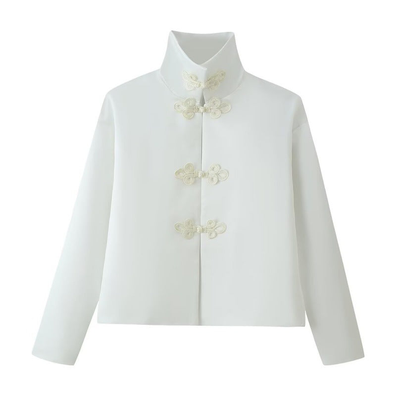 Vintage Stand-collar Handcrafted Knot-button Jacket