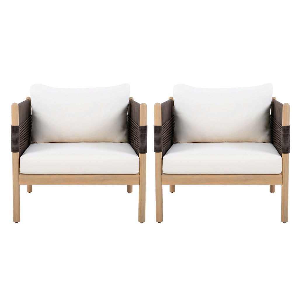 Outdoor Acacia Club Chairs (Set of 2) with Diamond-Pattern
