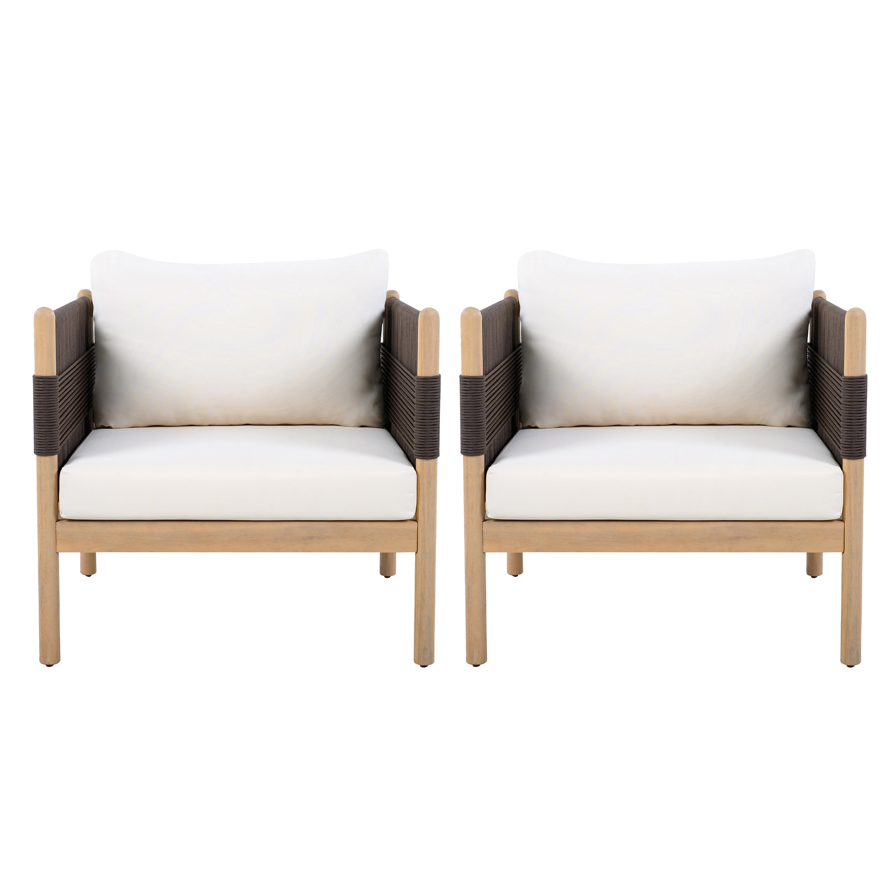 Outdoor Acacia Club Chairs (Set of 2) with Diamond-Pattern