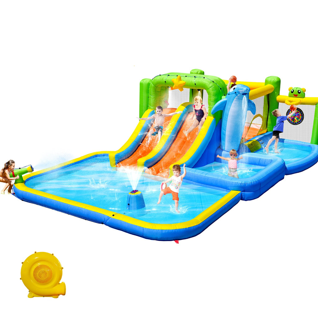 9 In 1 Inflatable Bounce House with Blower and Pool