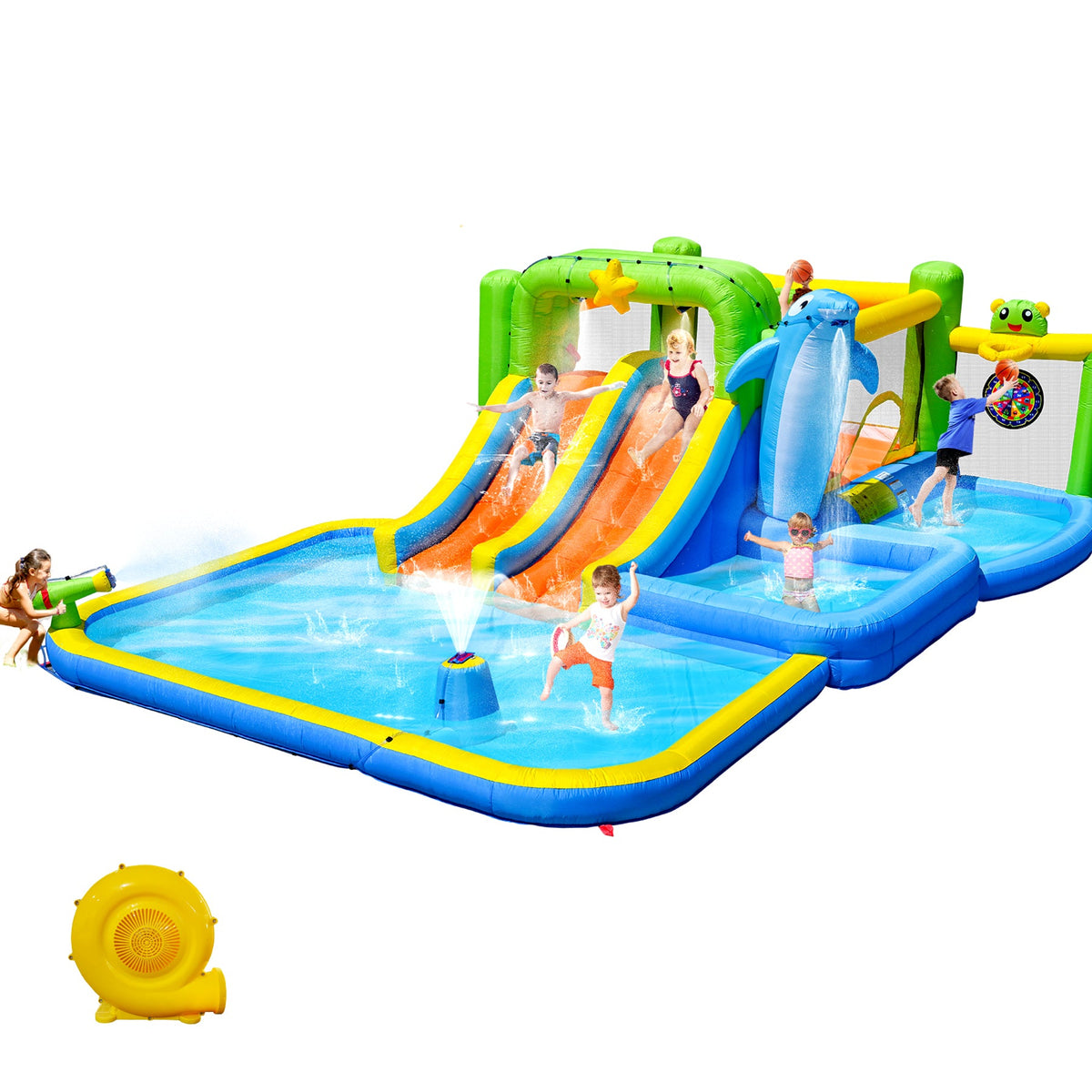9 In 1 Inflatable Bounce House with Blower and Pool