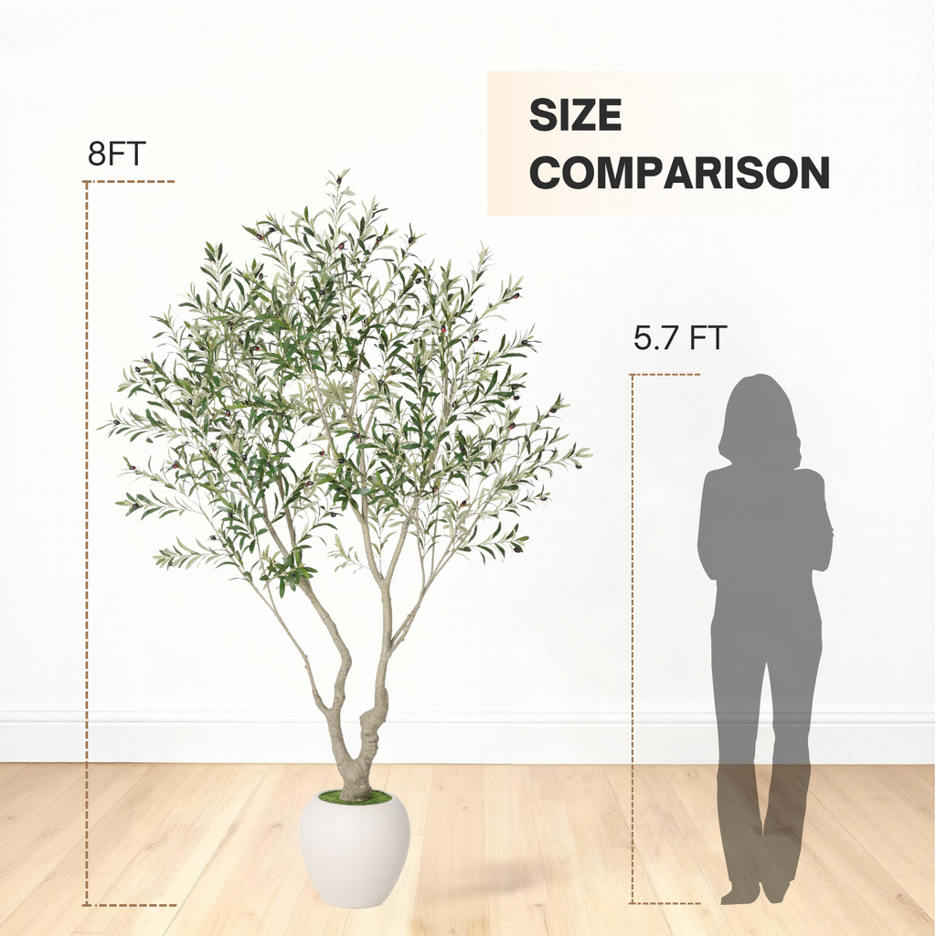 8FT Artificial Olive Tree With Decorative Planter