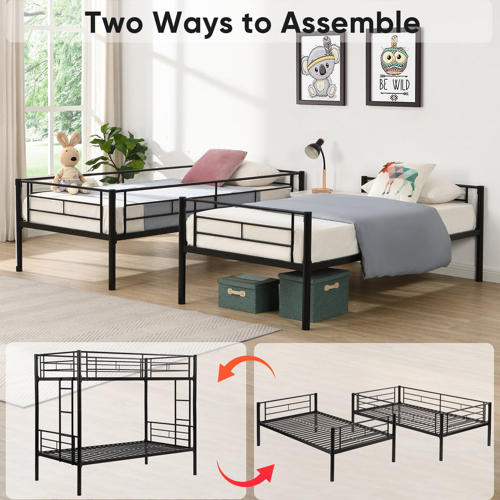 Twin Over Twin Metal Bunk Bed with Trundle