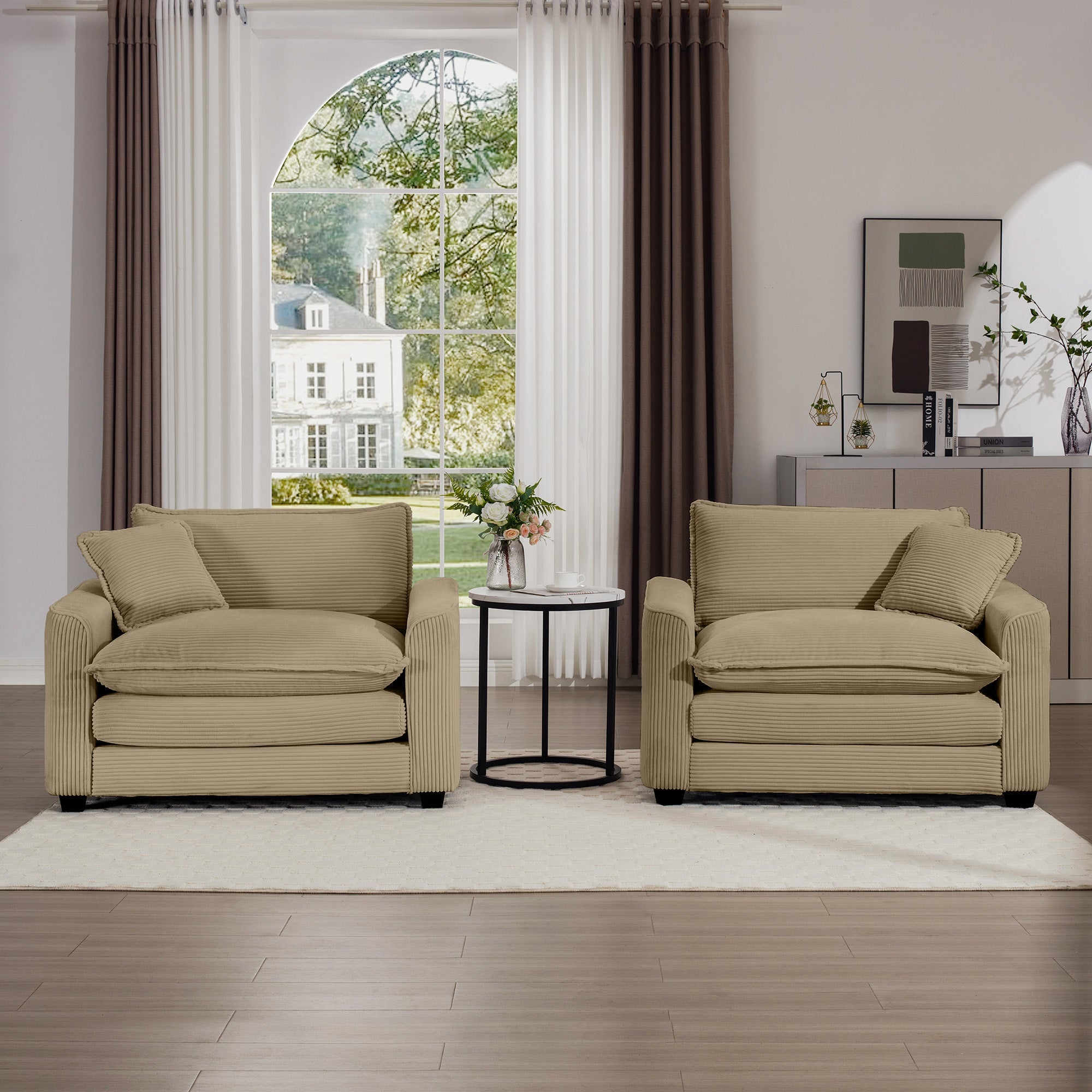 Luxurious and Sophisticated Deep Seated Sofa Set with Two Single Chairs