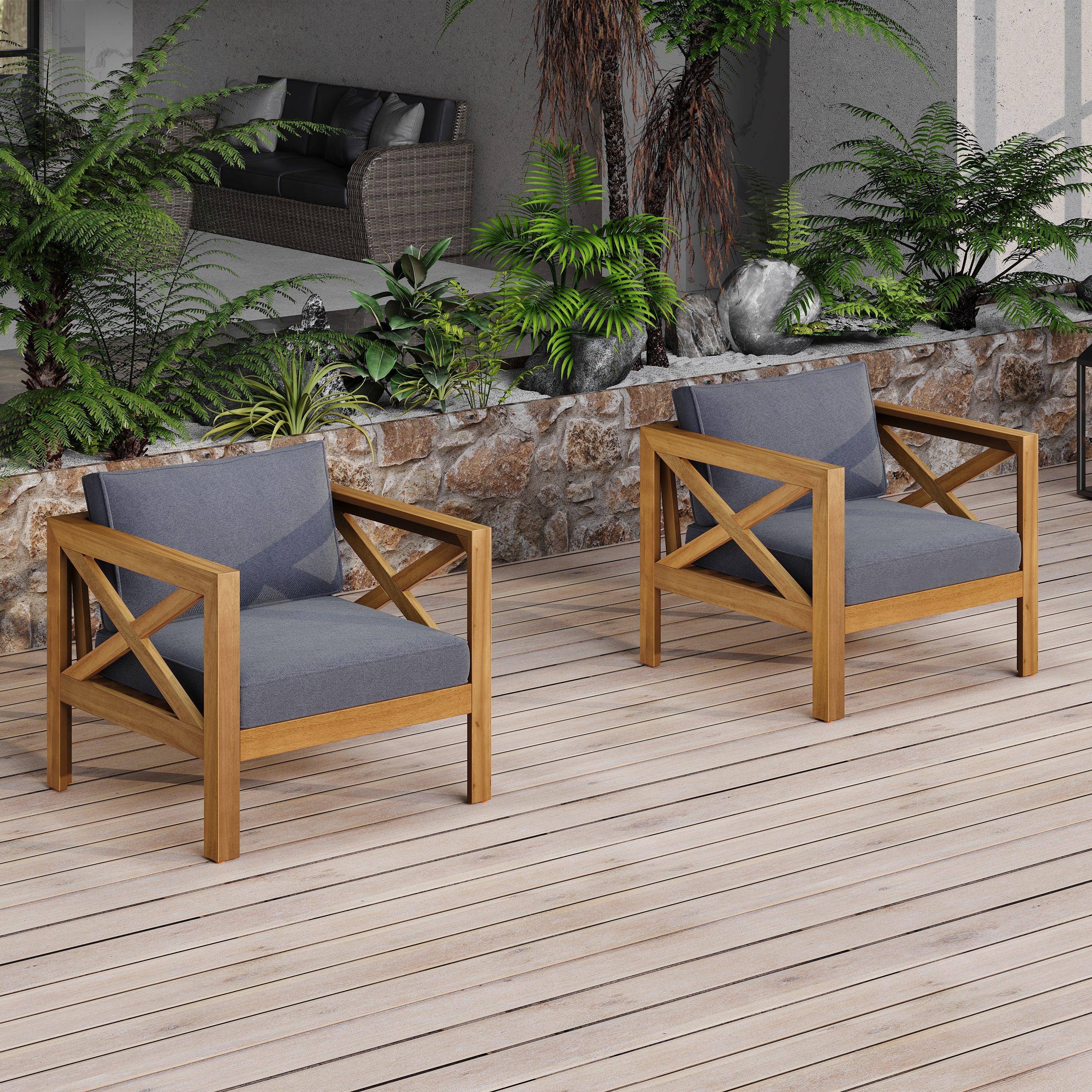 Patio Conversation Set, Outdoor Wood Conversation Seat