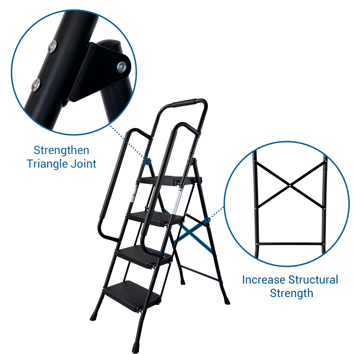 4 Step Ladder with Wide Anti-Slip Pedal