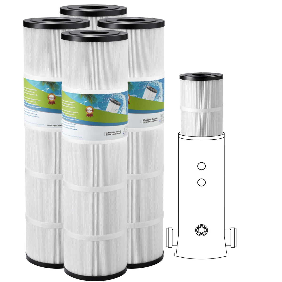 4-Pack Hot Tub Spa Pool Filter Cartridge