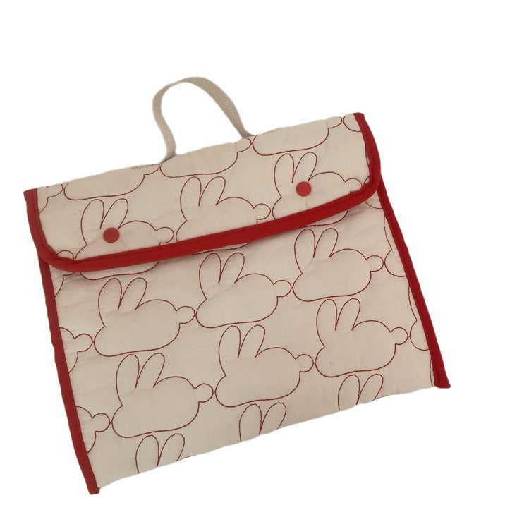 Embroidered Rabbit Pattern Portable Tablet Storage Bag