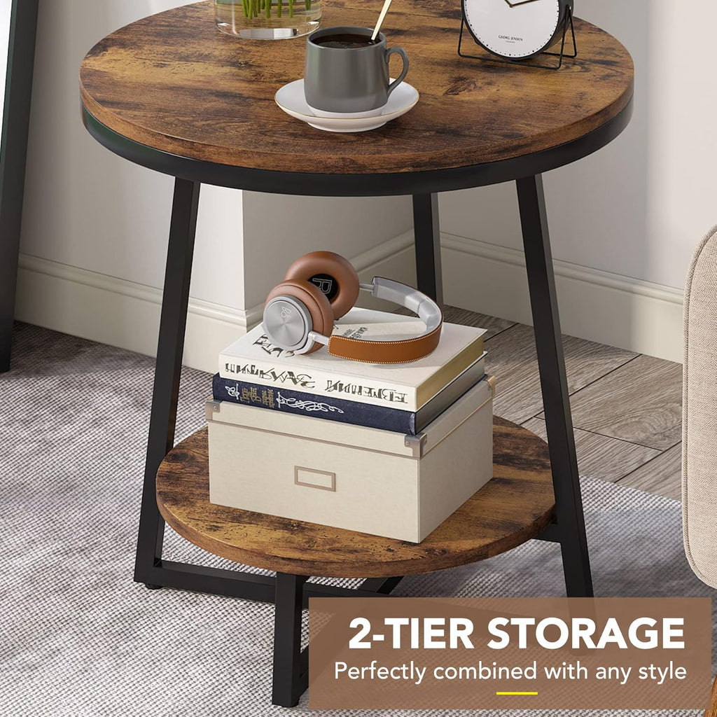 19.68" Industrial End Table with Storage Shelf
