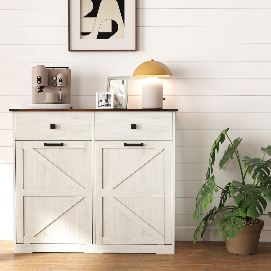 Farmhouse Double Tilt Out Trash Cabinet for 20 Gallon Trash Cans