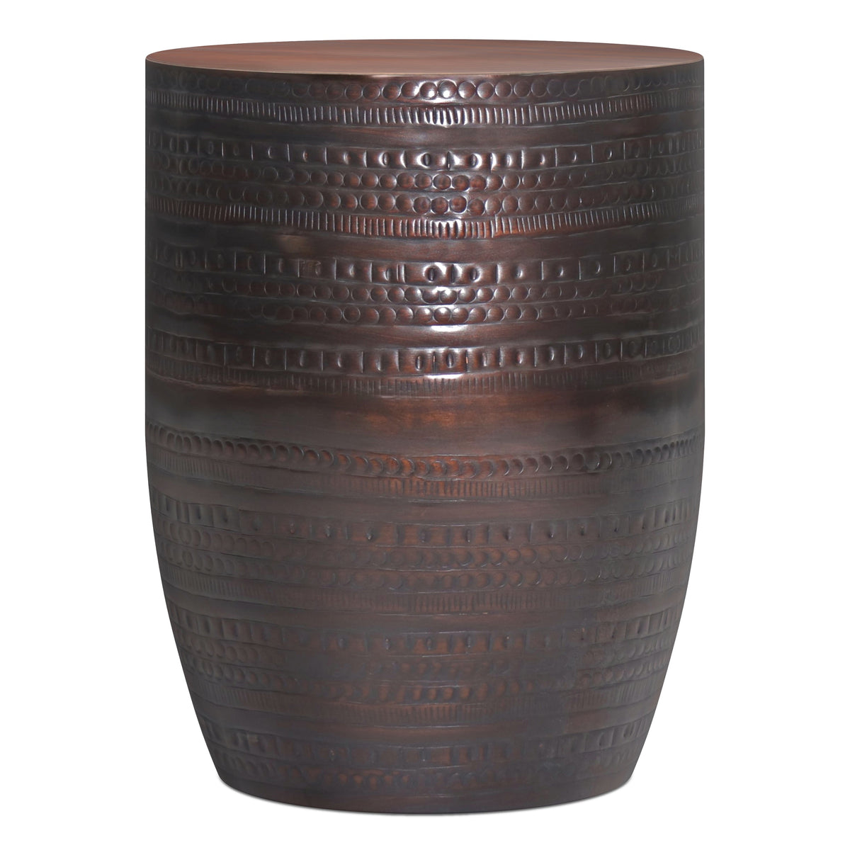 Johnsen 15 Inch Wide Tribal Pattern Metal Accent Table