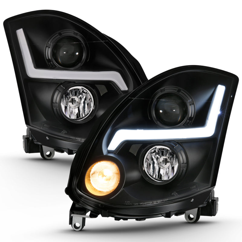 ANZO 2003-2007 Infiniti G35 Projector Headlight Plank Style Black (HID Compatible, No HID Kit ) 121557