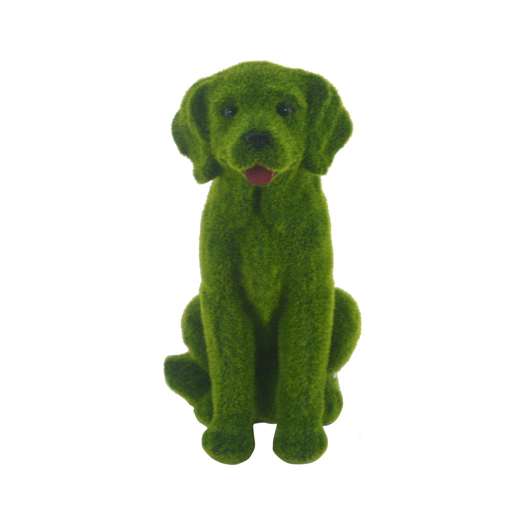 Flocked Dog Garden Statue - 13.78" Resin Figurine