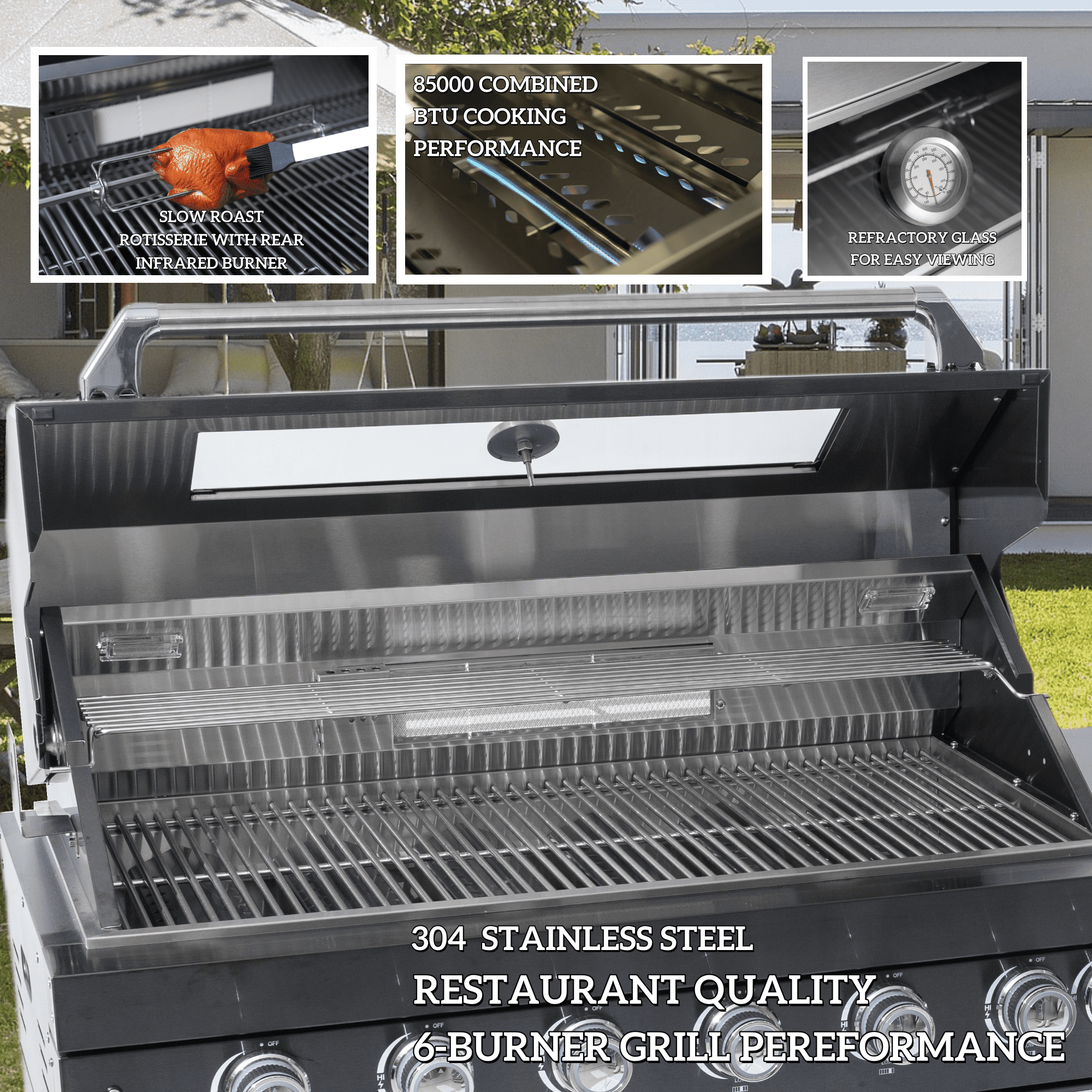 Deluxe Stainless Steel Gas Outdoor Kitchen Barbecue Island Grill