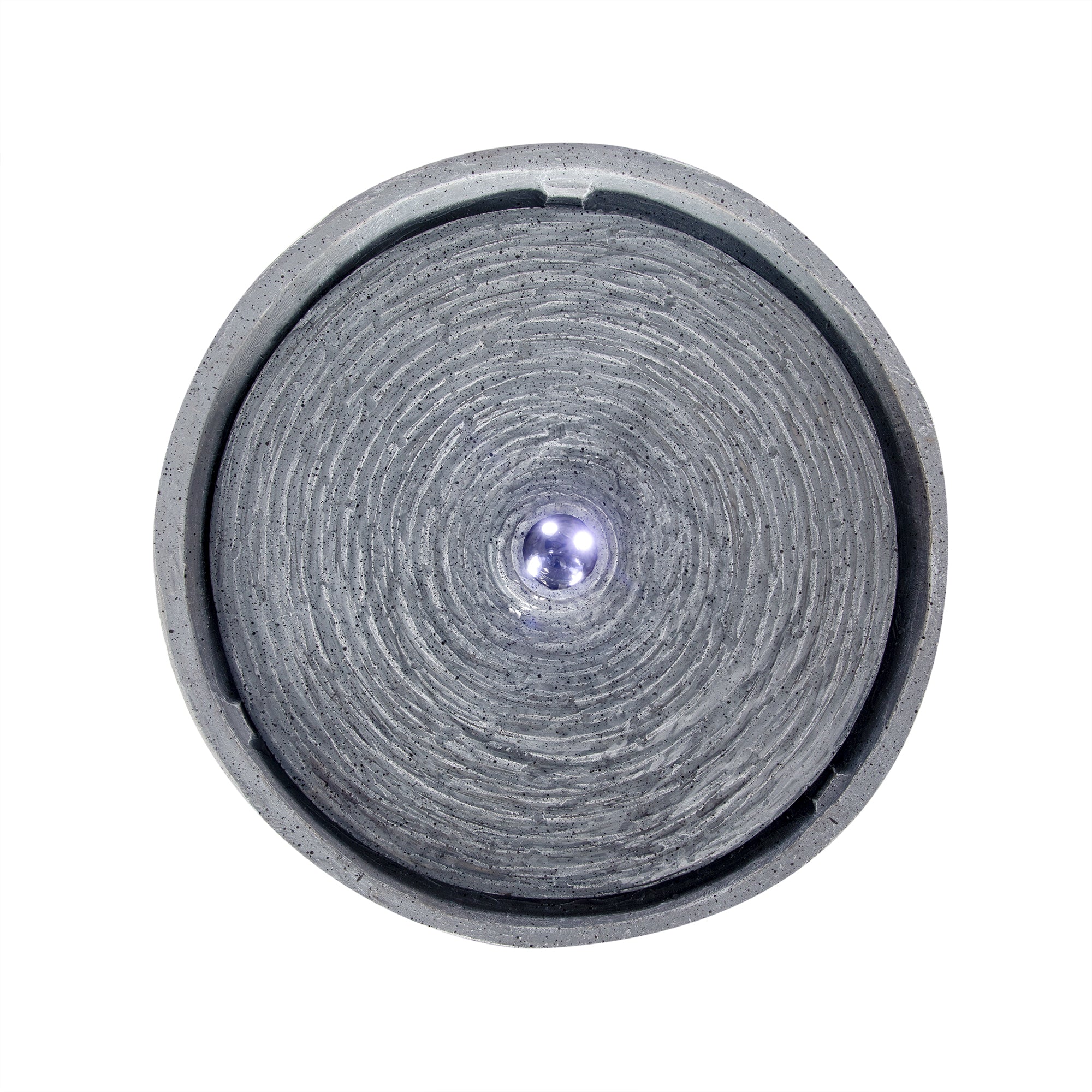 12.99"H Gray Bowl-Shaped Outdoor Fountain with LED Light