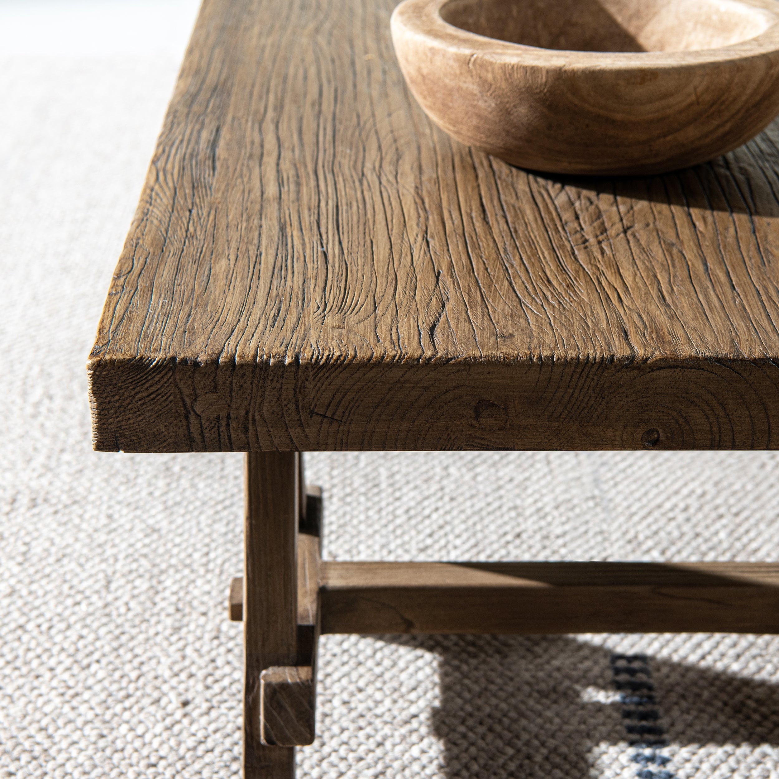 Hawthorne 48" Solid Reclaimed Elm Rectangular Trestle Coffee Table