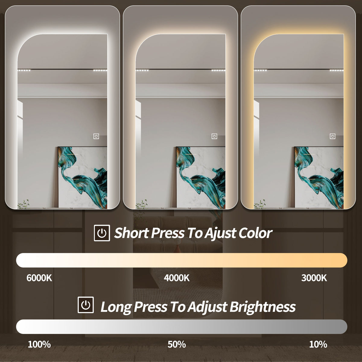 65" x 21" LED Full Length Wall Mirror