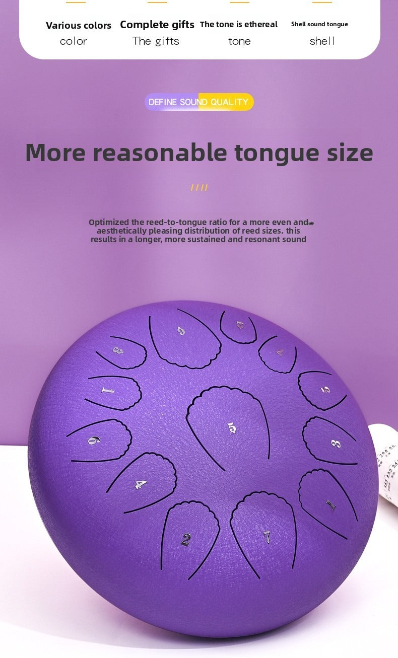 12-inch 13-tone Steel Tongue Drum, Shell Style