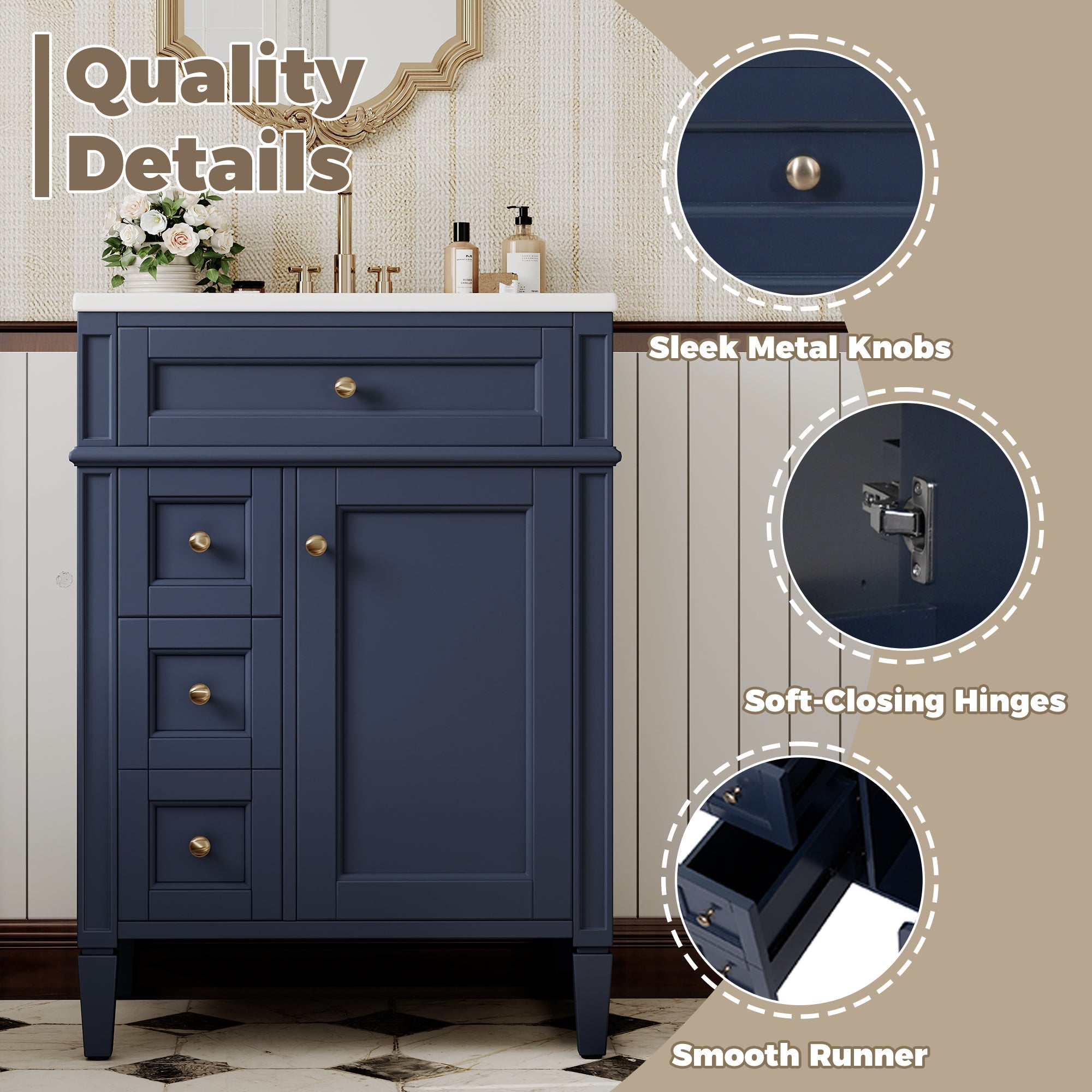 24'' Bathroom Vanity with Top Sink