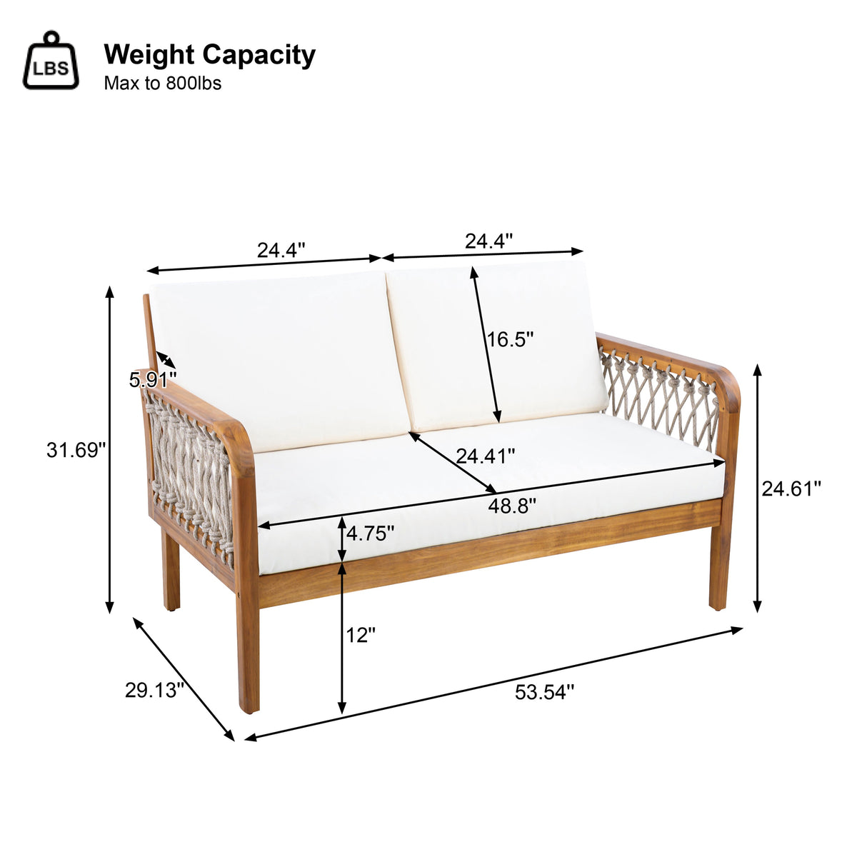4-Piece Acacia Wood Outdoor Patio Furniture Set