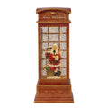 4x4x10"H Christmas Lighted Water Spinning Phone Booth With Santa