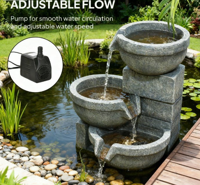 Garden Fountain - Tall Outdoor Waterfall Fountain with LED Lights