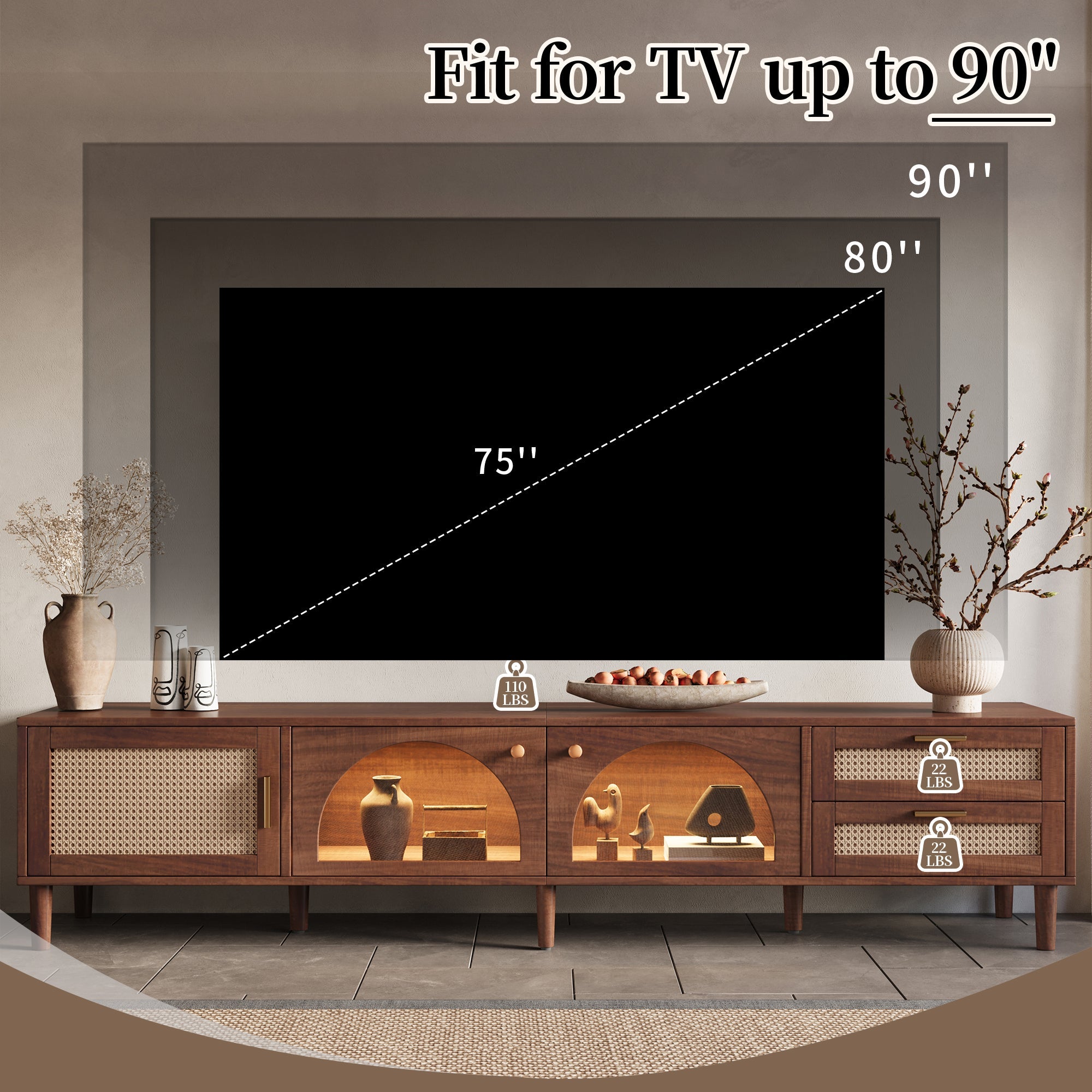 86 Inch TV Stand for TVs Up to 90"
