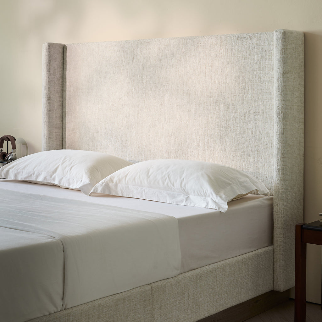 Hosford Upholstered Wingback Bed - California King - Oat Boucle
