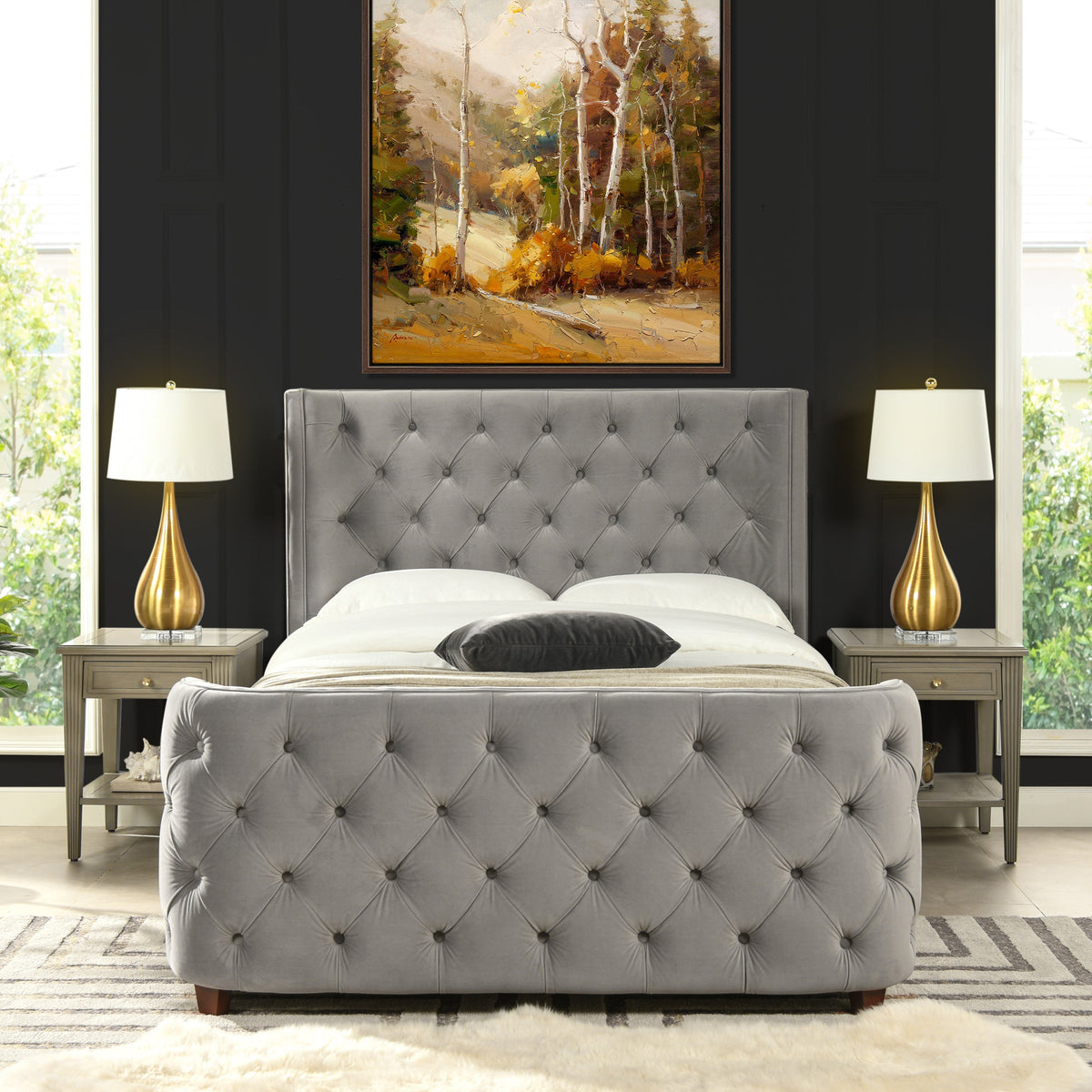 Brooklyn Queen Tufted Panel Bed Set, Opal