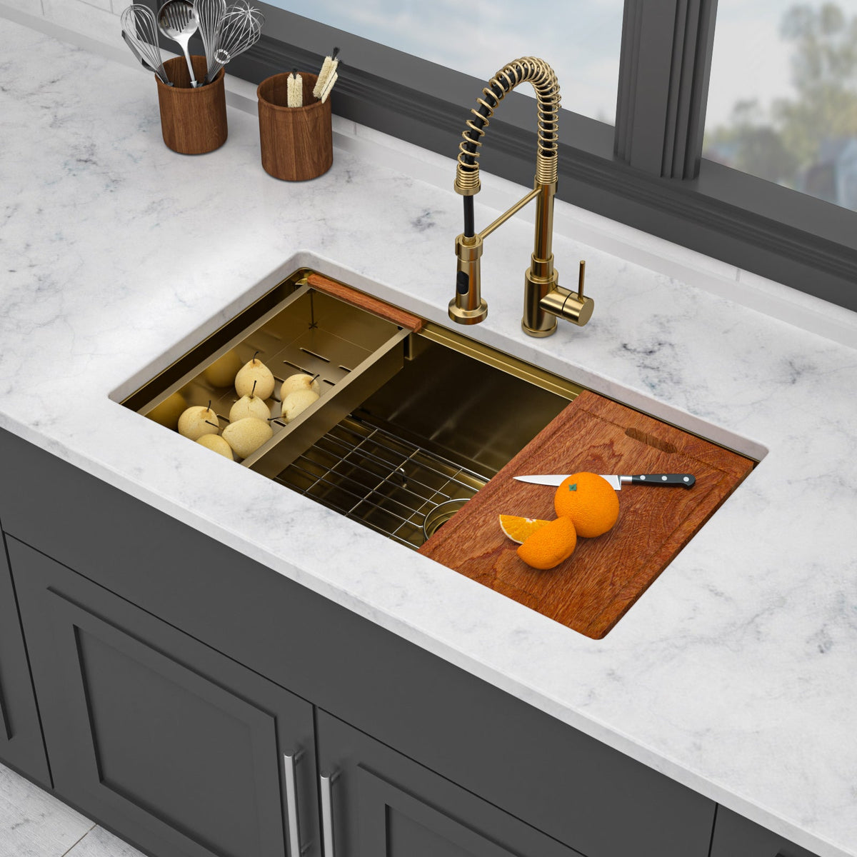 Premium Single Bowl Undermount Workstation Sink