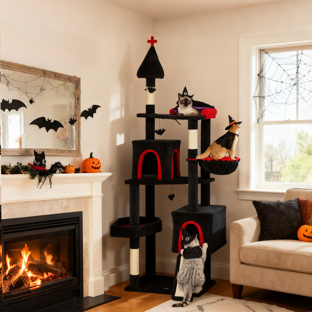 PawHut Gothic Cat Tree - 78" Extra Tall Cat Tower