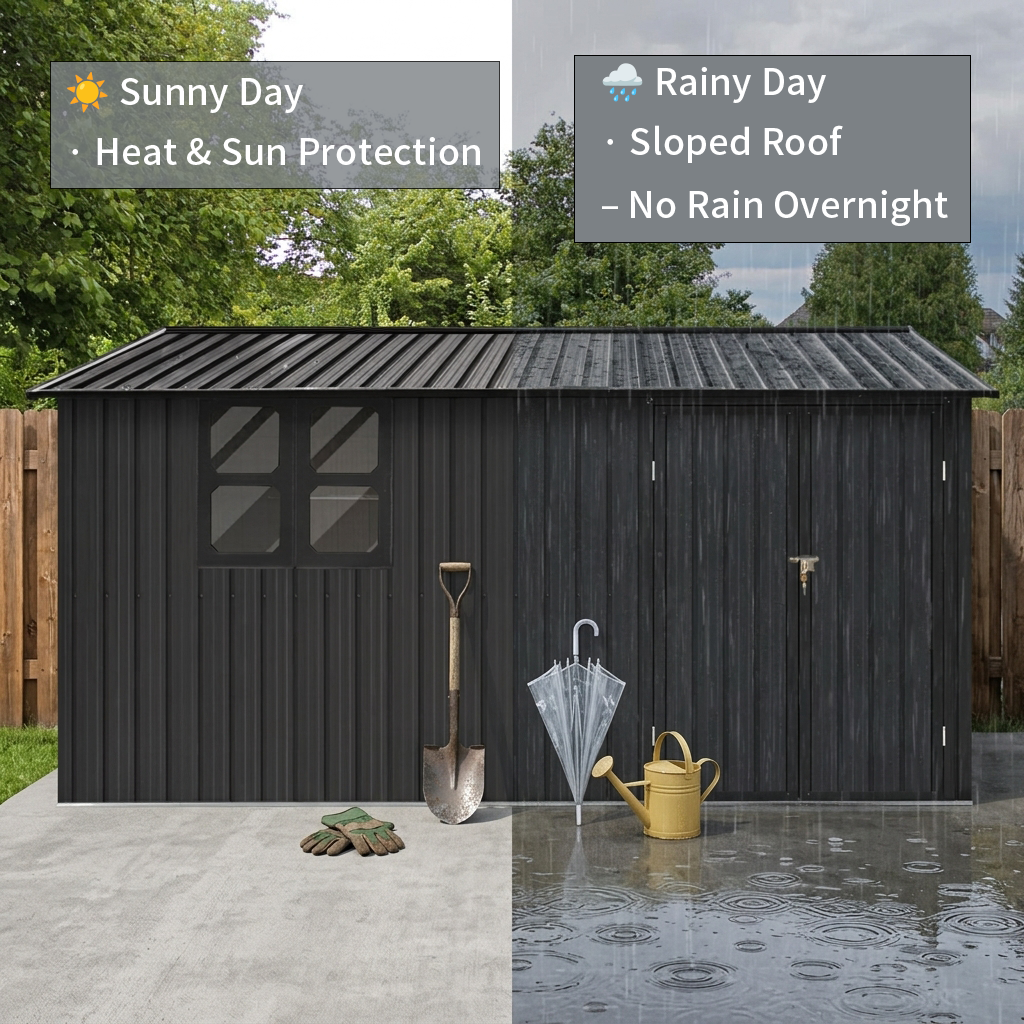 12x10 Ft Metal Garden Sheds Outdoor Storage Sheds