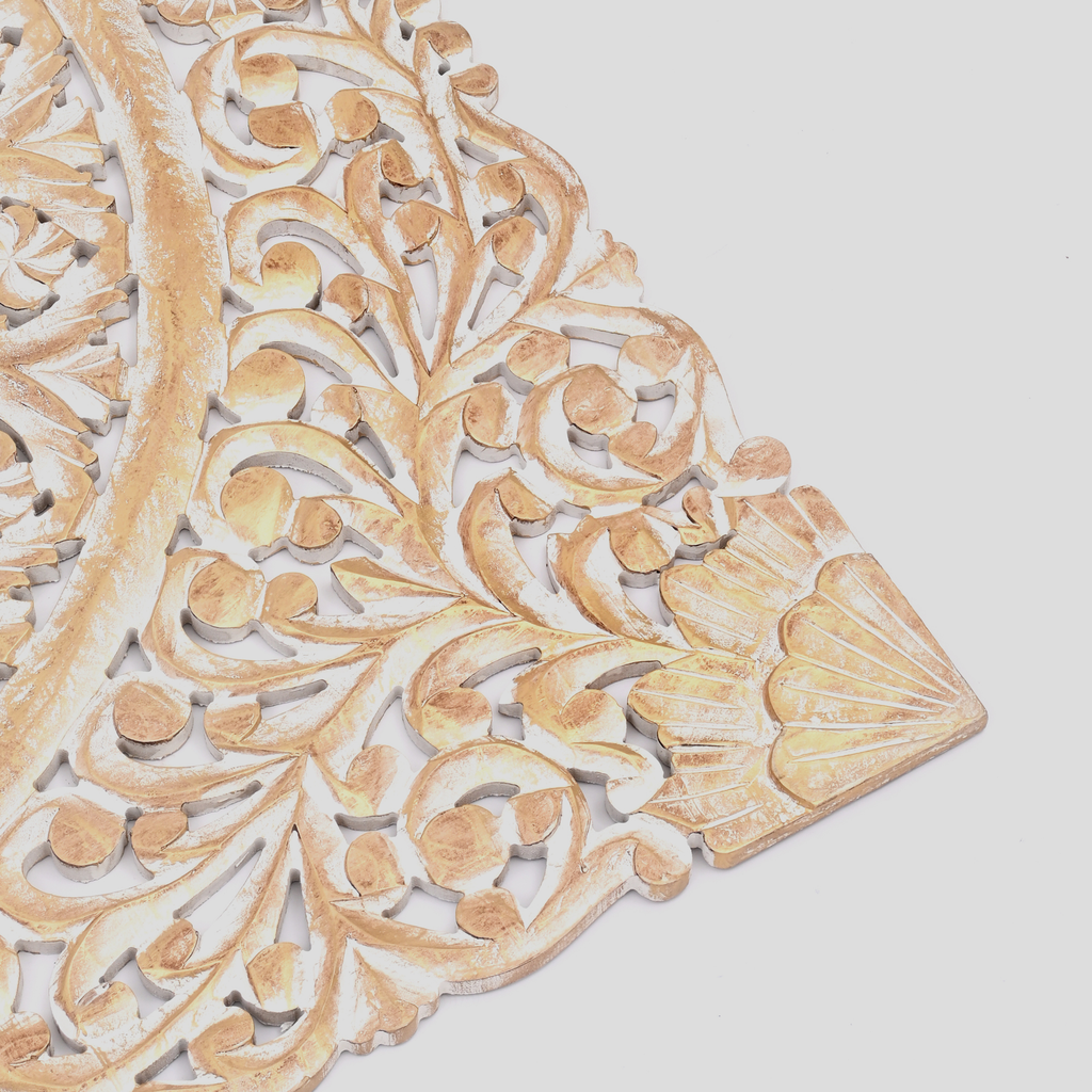 Wooden Floral Hand Carved Mandala Square Wall Decor - 48x48