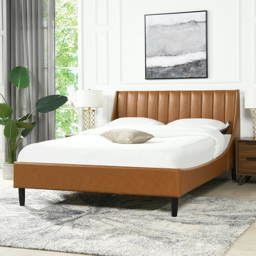 Aspen Vertical Tufted Modern Headboard Platform Bed Set, Queen