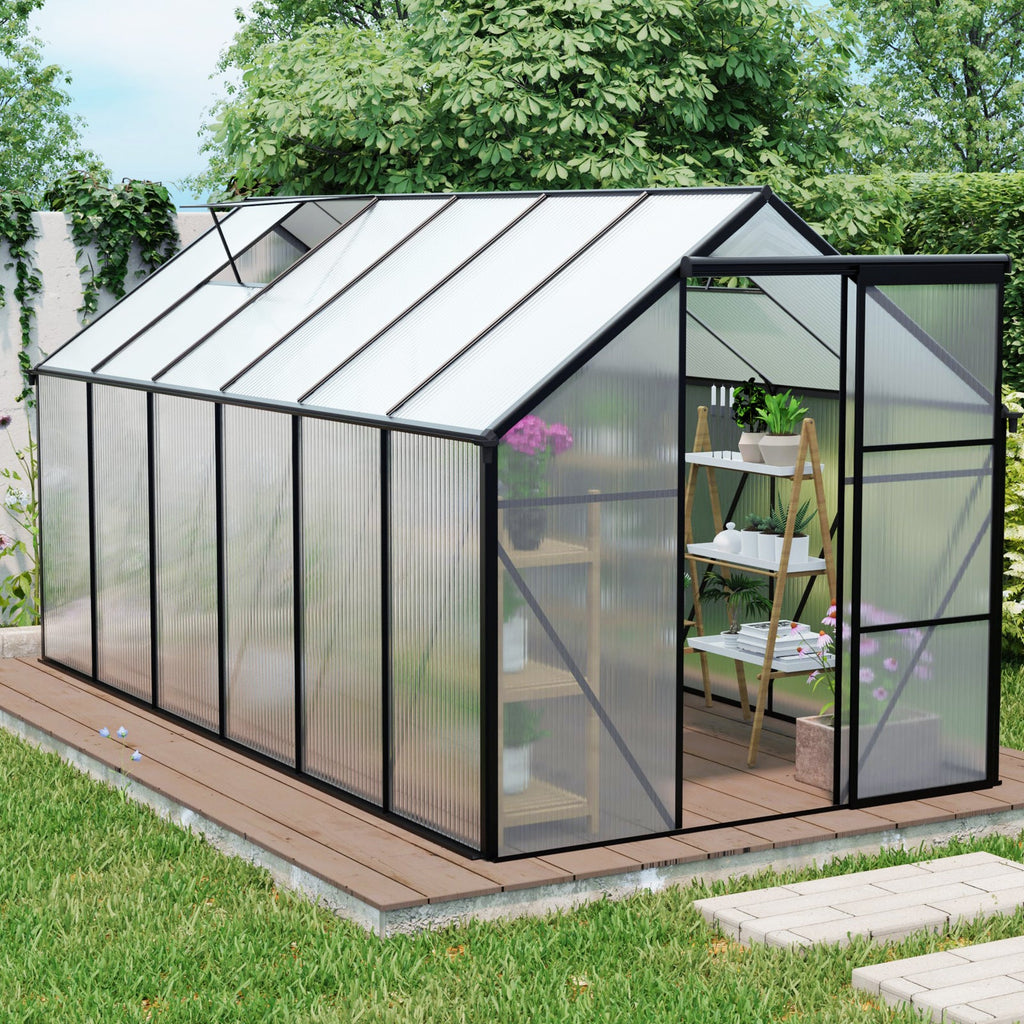 6x12 FT Polycarbonate Greenhouse with Raised Base