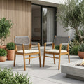 Outdoor Acacia Wood Dining Armchair with Cushion